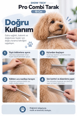 Showtech Pro Combi Köpek Tarağı 19 Cm