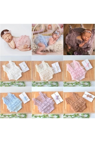 Born Girl Photoshoot Kıyafet - Fotoğraf Prop Ve Resim Prop İçin Dantel Romper Prenses Kostümü Çok Renkli