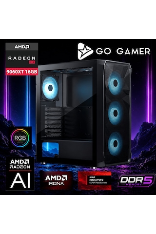 Go Gamer AE726D R9-7900 64 GB 2 TB SSD RX9060XT 16 GB 27" Free Dos Oem Paket Masaüstü Oyuncu Bilgisayarı