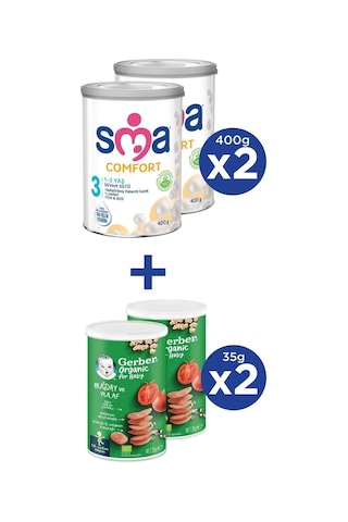 Sma Comfort 3 Devam Sütü 400 G 2 Adet + Gerber Organıc Buğday ve Yulaflı Atıştırmalık 35 G 2 Adet