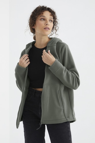 Tommy Life Çağla Kapüşonlu Fermuarlı Rahat Form Kadın Polar Sweatshirt - 97233 Çağla