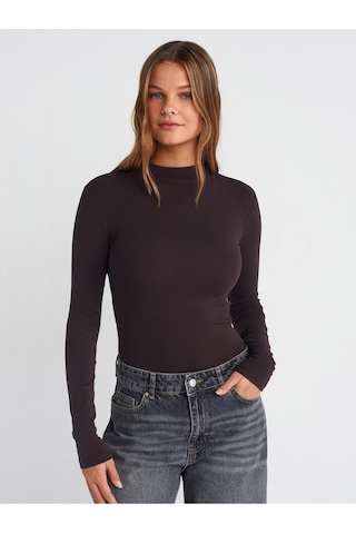 Dilvin 31433 Yarım Balıkçı Yaka Top-koyu Kahve-10712 Koyu Kahve