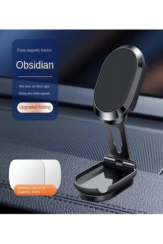 Metal Katlanır Mıknatıslı Telefon Tutucu Yüksek Kaliteli 360 Dönerli Soft Black Tutucu Metal Gri