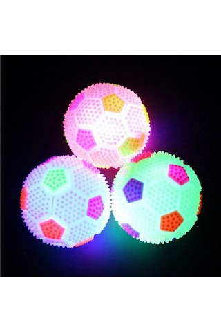 3 Pcs Flashıng Light Up Ball 3 Adet Sesli Led Işıklı Mini Futbol Topu Yoyo Işıklı Stres Oyuncağı Renkli
