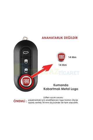 Fiat Kumanda Metal Alaşım Anahtarlık Logo Kabartmalı 3m Yüksek Kalite 14 MM Anahtarlık Değildir