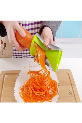 Ximistore9 Siyah Çelik Ve Pp Malzeme Çok Fonksiyonlu Mutfak Dilimleyici - İki Bıçaklı Spiralli Kesici Siyah