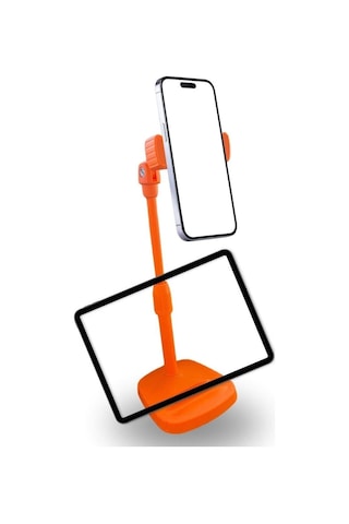 Masa Üstü Tablet Ve Telefon Tutucu Plastik Aparat Turuncu Telefon