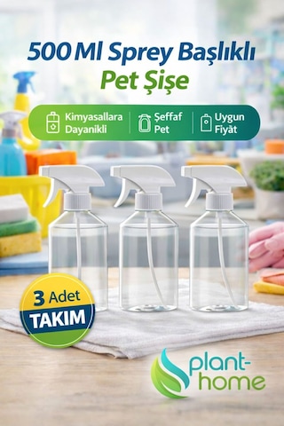 3 Adet Boş Şeffaf Sprey Şişe Seti - Kimyasallara Dayanıklı 500 Ml Fısfıs Şişe 3 Adet Boş Şeffaf Sprey Şişe Seti - Kimyasallara Dayanıklı 500 Ml Fısfıs Şişe