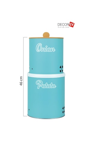 Decorev Bambu Tek Kapaklı Metal Patates Soğanlık Mint Rengi Dc -7107 Mint Yeşili