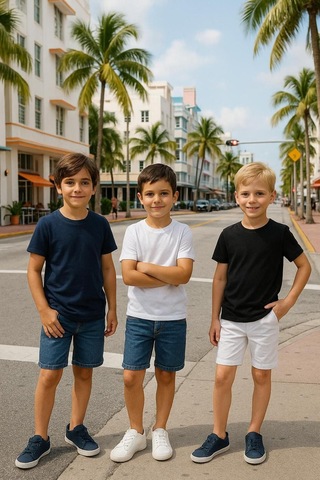 Çocuk Basic T-shirt Kız - Erkek Unisex %100 Pamuk 3'lü Süper Paket K-6