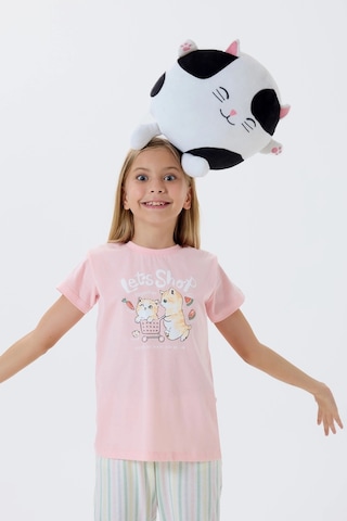 Alfa Aksesuar 03 Arnetta 3571-2 Kız Çocuk Kısa Kol Pijama Takımı Pembe