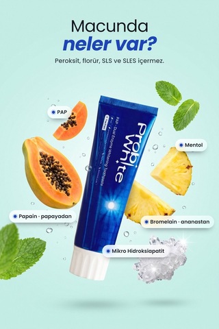 Probiwhite Beyazlatıcı Diş Macunu-pap Teknolojili,mikro Hidroksiapatit+enzim ,vegan Beyazlatma