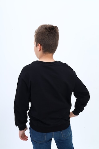 Toontoy Kids Toontoy Erkek Çocuk Pamuklu Bisiklet Yaka Baskılı Basic Sweatshirt 22996 Siyah