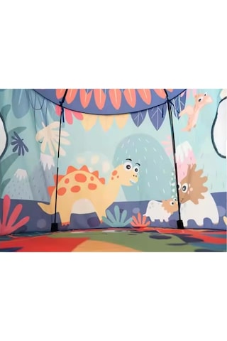 Dinozor Temalı Çocuk Oyun Çadırı Katlanabilir Ve Taşınabilir-1430 Açık Mavi