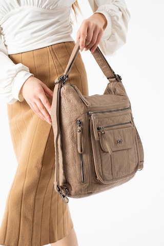 571 Collections Yıkanmış Deri Hem Sırt Hem Omuz Çantası Krem Model: 571-14-18d