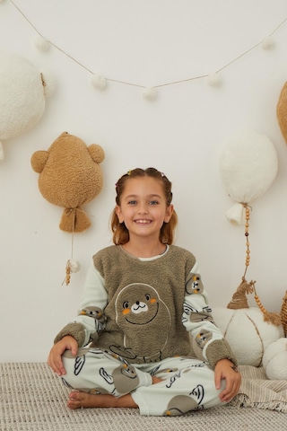 Kız Çocuk Welsoft Polar Pijama Takımı 42233 Haki