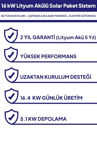 16 Kw Lityum Akülü Solar Güneş Enerjisi Sistemi