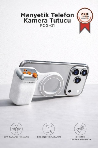 Telefon Tutucu Mıknatıslı Magsafe Uyumlu Bluetooth Deklanşör Kumandalı Tutucu Pcg01 Beyaz Siyah