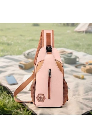 Trendooze Lumaworld Kadın Pembe Nylon Crossbody Çanta Ayarlanabilir Askı Kapasiteli Günlük Kullanışlı Pembe