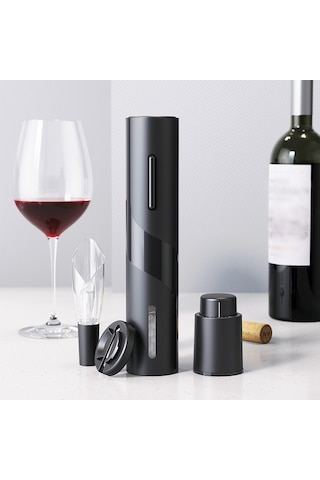 Soulader Elektrikli Şarap Açacağı Otomatik Mantar Çekmece Manyetik Vidalı Şişe Açma Makinesi Siyah