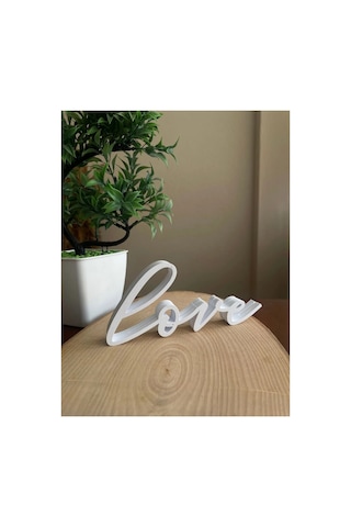 Love Yazılı Fotoğraf Tutucu Çerçeve Beyaz, Hediyelik Çerçeve Biblo