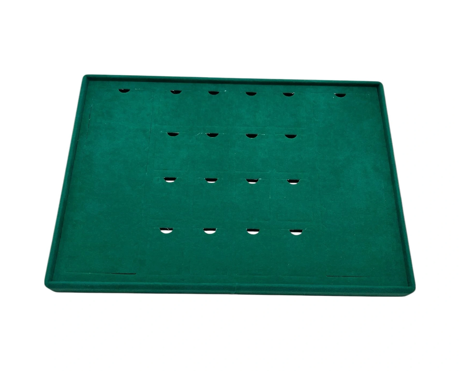 Süet Kumaş Yeşil 34-24 Cm Ayaklı 18 Pedli Kolye Tabla Stand