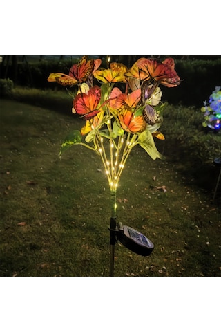 Xindoker Güneş Enerjili Led Renkli Kelebek Şekilli Bahçe Aydınlatması - Ip65 Su Geçirmez 600mah Batarya İle Çim Alti Dekoratif Işık 1 Adet Çok Renkli