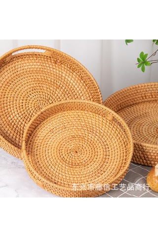 Skycity Ev Dekorasyonu İçin El Yapımı Rattan Meyve Tepsisi - 35cm Dairesel, Taşınabilir, Dayanıklı, Mutfak Ve Oturma Odası Organizer Diğer