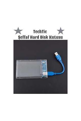 Techtic Şeffaf 2.5 Inç Usb 3.0 Sata Ssd Harddisk Kutusu Hdd