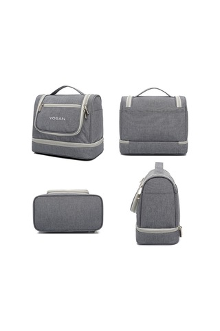 Sones Yoban Y-1551l Seyahat Kozmetik Çantası Büyük Kapasiteli Açık Hava Depolama Çantası Kancası Taşınabilir Küf Önleyici Kuru Ve Islak Ayırma Yıkama Çantası Siyah