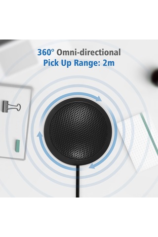 Maiyame 360 Derece Yönlü Masaüstü Mikrofon - 3.5mm Jaklı, Yüksek Hassasiyetli, 2m Kablo, Video Konferans & Kayıt İçin