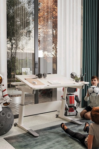 Sirius Simple Yükseklik Ve Eğim Ayarlı, Bilgisayar Ve Ofis Masası, Modern Ekru Çalışma Masası Gri Gri