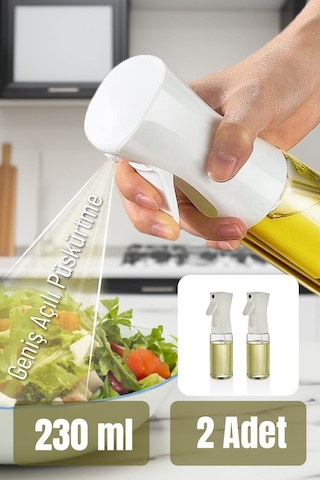 Vienev 2li Airfryer Sprey Yağdanlık Cam Şişe - Izgara Fritöz Salata Yağ Püskürtücü Beyaz