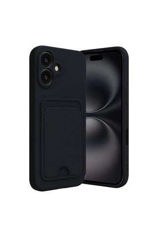 Apple Apple Uyumlu iPhone 16 Kılıf Kelvin Kartvizitli Silikon - Siyah Çok Renkli