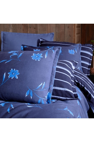 Renata King Size Battal Boy %100 Pamuk Flanel Pazen Nevresim Takımı Lacivert Lacivert