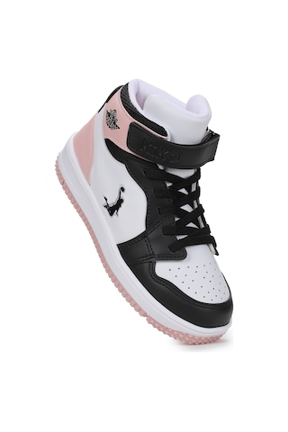 Kiko Kids Hayka Cırtlı Basketbol Kız Çocuk Spor Ayakkabı Siyah - Pudra Siyah - Pudra