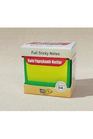 Neon Renkli Yapışkanlı Not Kağıdı Rulosu, 60mm X 5m, 80gr, Plastik Kesme Aparatlı, Ders Çalışma İçin İdeal