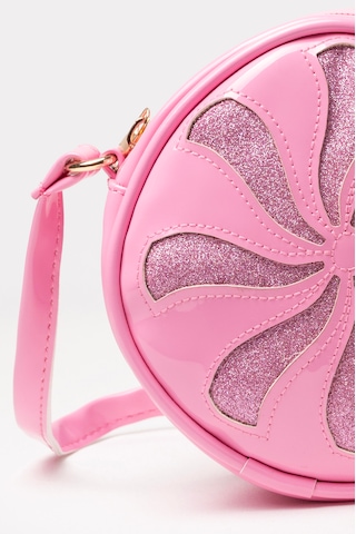 İcone Bag Yuvarlak Kız Çocuk Çantası Simli Suni Kız Çocuk Çantası Pembe