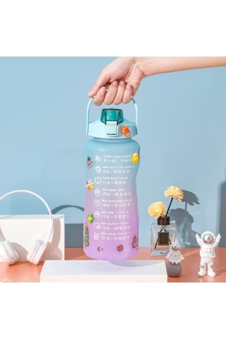 Novahub Ölçekli Motivasyonlu Su Şişesi Bpa-free Fda 2000 Ml Mavi Pembe 538013626 615