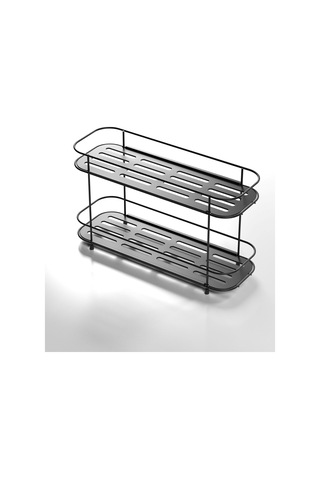 Teknotel 2 Katlı Banyo Mutfak Düzenleyici Kozmetik Aksesuar Standı Mat Siyah Eg223 Siyah