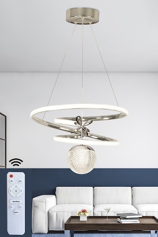 Ransom 3 Renk Toplu Kumandalı Krom Gümüş Dimmerli Led Avize Galaksi Ledli Avize Gri