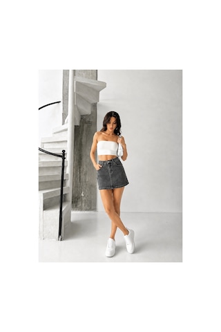Kene Jeans Kar Siyah Kısa/mini Denim Kot Etek Kar Siyah