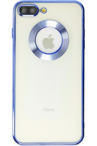 Apple Uyumlu iPhone 8 Plus Kapak Yanları Renkli Lens Korumalı Logo Gösteren Şeffaf Luxury Kılıf - Yeşil