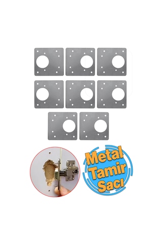 Gkd Dolap Kapak Taş Menteşe Tamir Sacı Nobel Pratik Onarım Kiti Yuva Saçı Tablası 8x8.5 Cm 10 Adet Gümüş