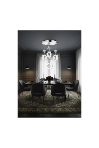 Lumia Lighting Damla Model 3'lü Gold Kumandalı 3 Renk Modu Ledli Kristal Taşlı Modern Salon Mutfak Oturma Odası Led Avize Gümüş