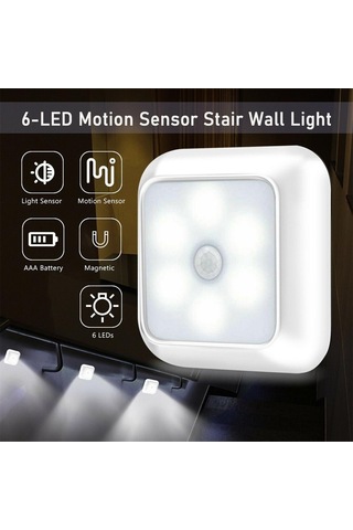 Cbtx Kare İnsan Kızılötesi Sensör Işığı Gece Lambası - Gümüş / Sıcak Işık Diğer