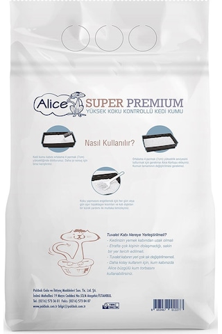 Alice Aktif Karbonlu Super Premium Topaklaşan Bentonit Kedi Kumu 2 x 10 L