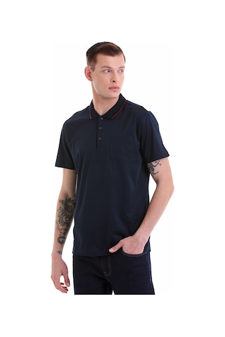 Hatemoğlu Lacivertvert Regular Fit Cepli Polo Yaka Merserize Pamuk T-Shirt 353 Lacivert