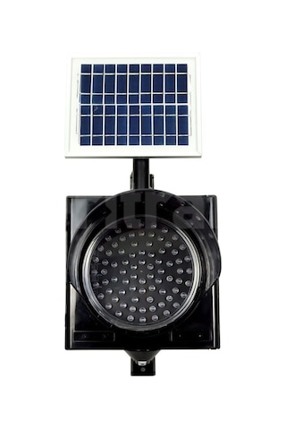İleri Trafik 300 MM Ledli Güneş Enerjili Flaşör, Solar Çakar Lamba-2222 - Kırmızı LED