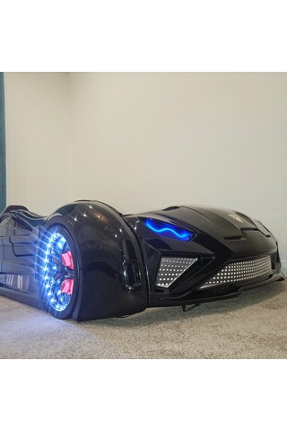 Lambo - Kapıları Açılır Arabalı Yatak - Koltuklu, Siyah Tek Kişilik